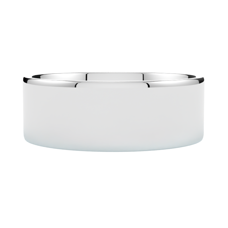 Solidna płaska obrączka ślubna z białego złota